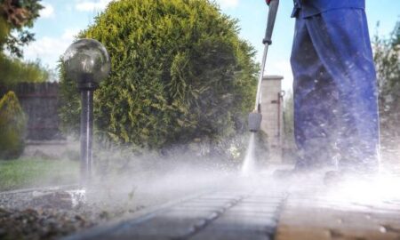 Driveway Pressure Wash. Cleaning Bricks Road and Garden Paths.